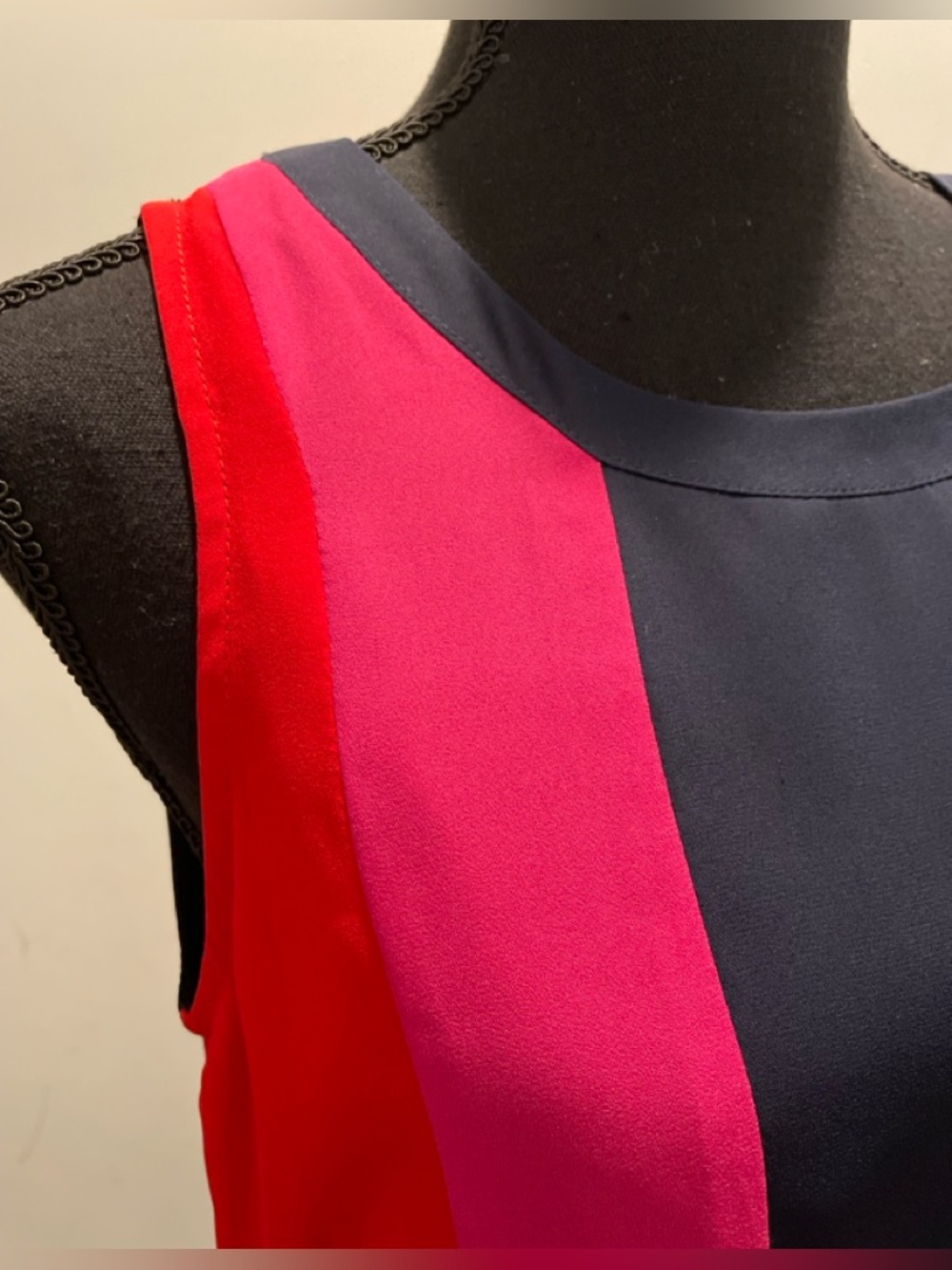 ColorBlock Shift Dress Size4 Navy Fuschia Minimalist Occasion Vacation